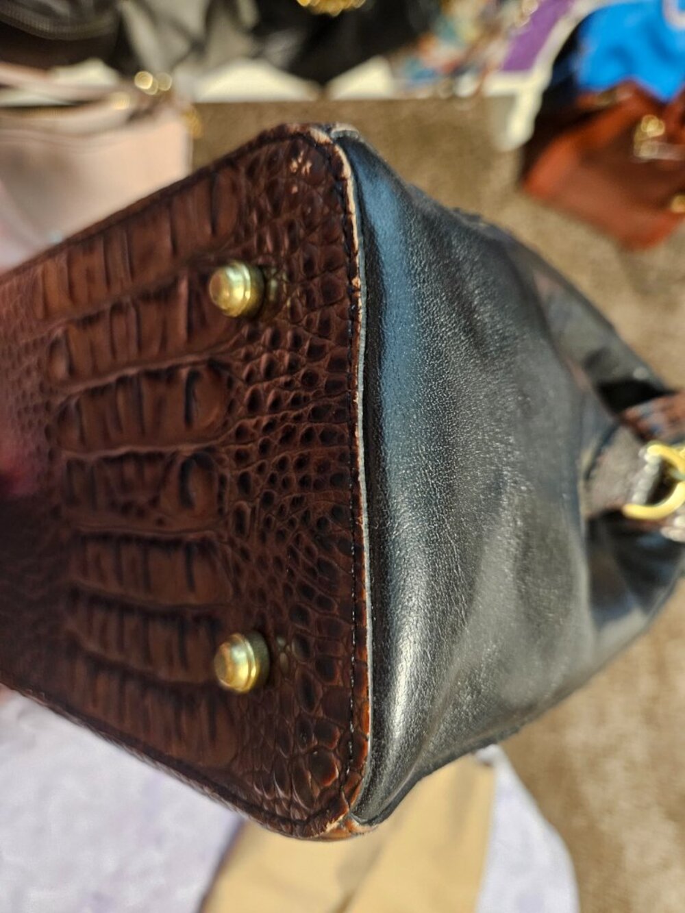 Vintage Brahmin Tuscan Crandall Doctors Handbag Black & Brown - Picture 7 of 15
